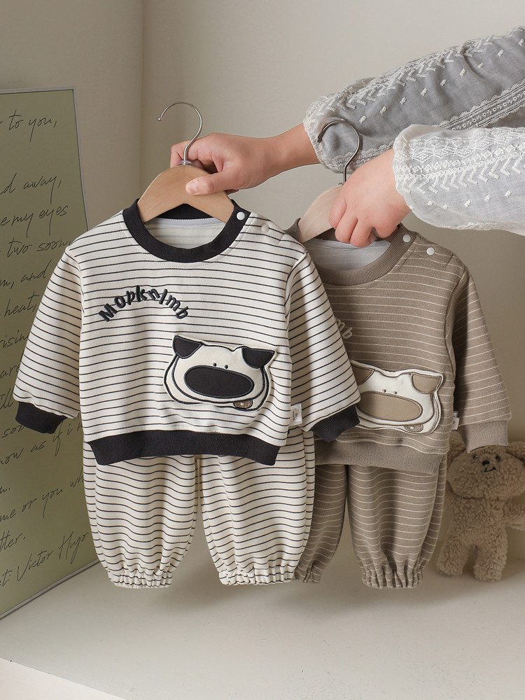 Baby Unisex Cotton Blend Long-Sleeve Two-Piece Set 26109