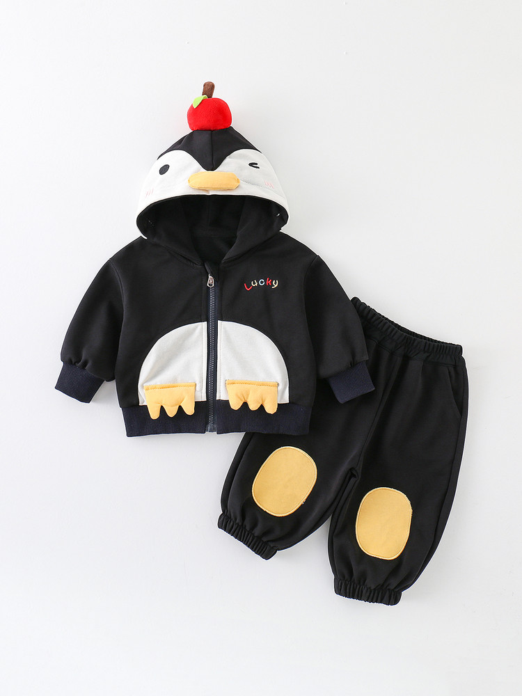 Baby Unisex Cotton Blend Long-Sleeve Hooded Two-Piece Set 26703