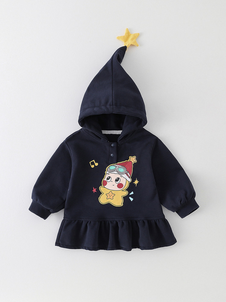 Baby Girls' Cotton Blend Long-Sleeve Hooded Romper 26705