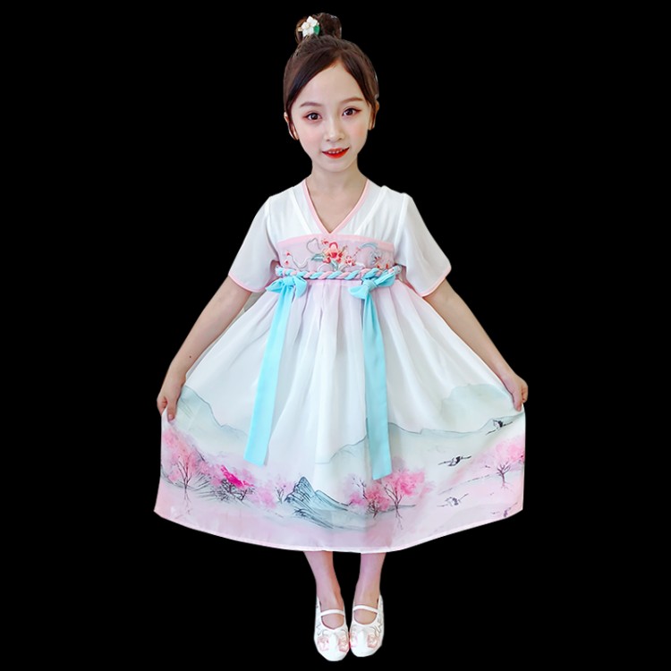 小樱子木屋童装&山水画汉服连衣裙