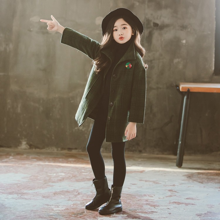 大宝小宝童装&立领格子呢大衣