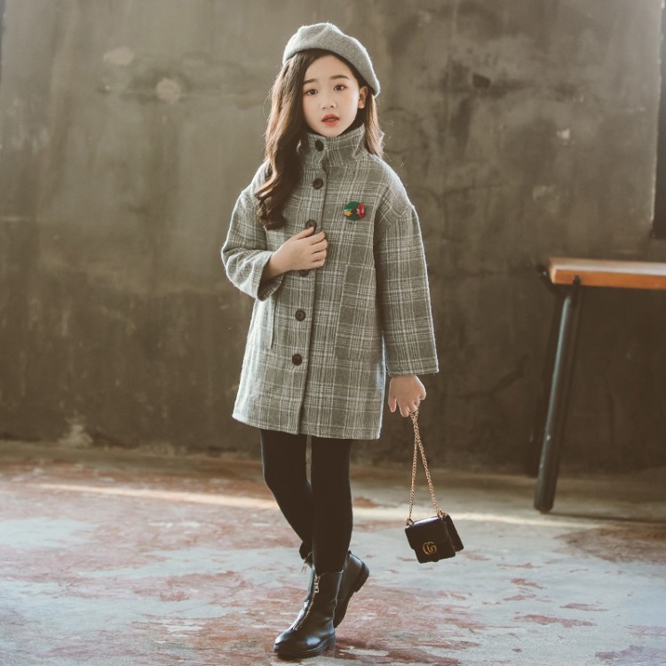 大宝小宝童装&立领格子呢大衣