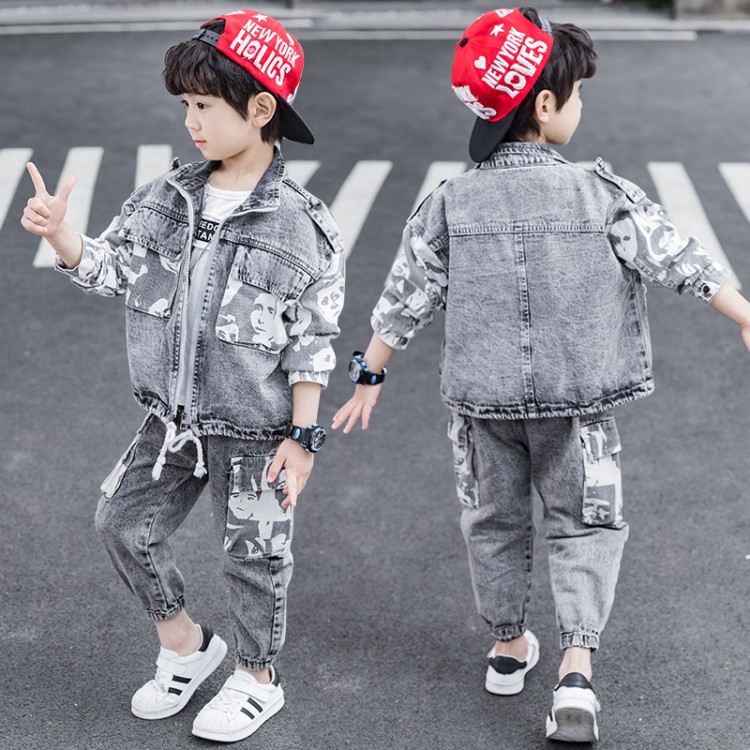 少年派&男童秋款牛仔花布套装